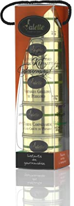 Geschenkset mit 5 franz. Delikatessen. Mit Trüffel, Terrinen, Rillettes und Pastete. Aus dem Périgord | Trüffel, Rillettes, Gänseleber, französischer Geschenkkorb, Weihnachtskorb, Périgord-Klassiker, Feinschmecker