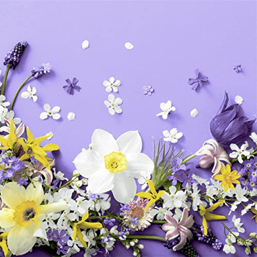 20 Servietten Frühling auf lila | Blumen| Ostern | Tischdeko 33x33cm