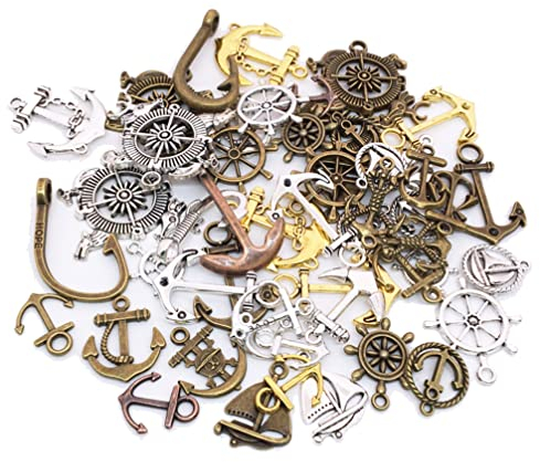 Houhounb 100 g Retro Punk Colgante Metal Colgante Vintage Ancla Navegación Colgantes Antiguos Colgantes Joyas para Accesorios Hecho a Mano DIY Decoraciones Joyas Manualidades (Mix), Metal