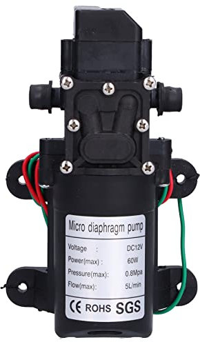 TICFOX DC 12V 5L/min High Pressure Self Priming Pump Diaphragm Water Pump with Built-in Pressure Switch for Car Washing Boat Cleaning and Garden Watering, Max Working Pressure 0.8MPA