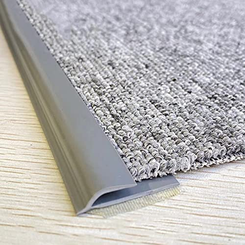 Bodenübergangsstreifen, Teppichkantenstreifen in Grau und Schwarz, Flexible PVC-Übergangsleiste, Bodenschwellenrampe für Bodenbelag zu Fliesen, Selbstklebende T