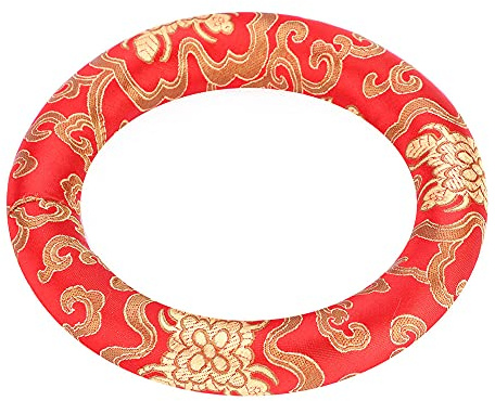 Klangschalenkissen, Singendes „Klangschalenkissen“, Bols Chantants Coussins Schalenringkissen, Seiden-Klangschalenkissen, Rundes Meditationskissen, Klangschalenteile, Rot oder