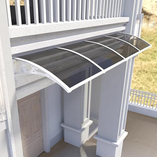 Vordach Überdachung Haustürvordach,UV-Schutz Sonnenschutz Vordach für Eingangstür,Pultbogenvordach,Türvordach Haustürdach Pultvordach,aus Aluminium und Polycarbonat (60x110cm/24 x43)