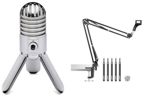 Samson Meteor Mic - Portable USB Studio Quality Condenser Microphone - High Performance & NEEWER Braccio per Microfono, Supporto per Microfono con Braccio