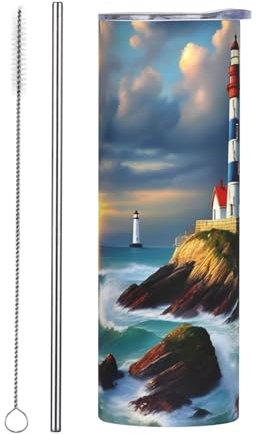 Ogniwo Lighthouse Diamond Paint Insulated 20oz Tumbler With Straw Lid Leak-Proof,Double Walled, Gifts For Women Men Him Her
