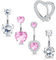 Diamday 5stk Bauchnabelpiercing für Damen 316L Chirurgenstahl Bauchnabelpiercing Ring CZ Herz Piercing Bauchnabel 14G Barbell Clicker Bauch Piercings Nabel Bars Nabelring Piercing Schmuck