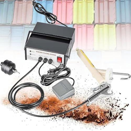 Powder Coating Gun, Electrostatic Powder Coating System, Powder Coat Machine with Foot Switch Spray Gun，Portable Powder Coating System (Black)