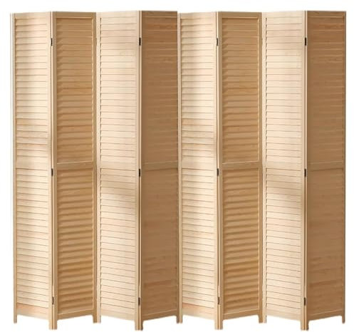 HDYZJQ Raumteiler aus Holz und Faltbare Sichtschutzwände, Trennwand für den Außenbereich für die Terrasse, das Home-Office, freistehende Trennwand mit Lamellen(8 Panel,Tall 170cm/67in)