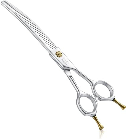 JASON 7” Effilierschere für Hunde - 40 Zähne Profi Hundeschere, Japanisch 440C-Edelstahl Pflegeschere Professionelle Fellschere mit Verstellbarer Schraube mit symmetrischem Griff