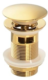 JHSDHYD Waschbeckenstöpsel Push-Down-Pop-Up-Stopper-Abfluss for Badezimmerwaschbecken in gebürstetem Gold, Mattschwarz, Weiß, Roségold, Gold, Chrom-Waschtischzubehör(Dark Gold with Hole)