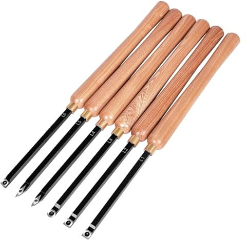 CLLBANT Juego de Herramientas de Torno eléctrico para torneado de Madera con Punta de cincel de Acero de aleación con Inserto de carburo reemplazable y Agarre cómodo.