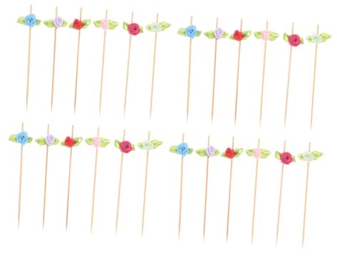 Gatuida 100piezas Palitos De Frutas y Flores Decorativos Palillos De Flores para Aperitivos Brochetas De Fruta Hechas Mano para Decoración De San Valentín y Fiestas