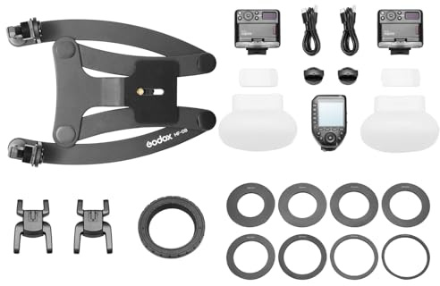 Godox MF12 Twin Kit with Dental Bracket, Diffusers & XPROII Trigger - 12W, TTL Auto & Manual Flash, 500 Full-Powered Flashes, Omnidirectional Diffuser, 1/4 - 20 Bracket Thread (Compatible With Nikon)