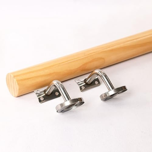 Wood Staircase Handrail with Brackets Screws, 3ft 4 Ft 7ft 10ft 12ft 13ft 14ft Wooden Hand Rails for Indoor Stairs, Wall Mount Stair Railing Non-Slip Grab Bar(Rounded,3ft(91cm))