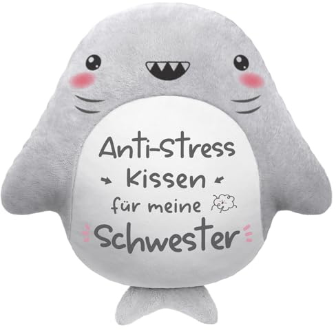 Juratar Lustiges Schwester Geschenk - Anti-Stress Kissen für Schwestern | Geschenk Schwester Geburtstag, Süßes Haifisch Kuschelkissen für Schwester zum Geburtstag oder Weihnachten