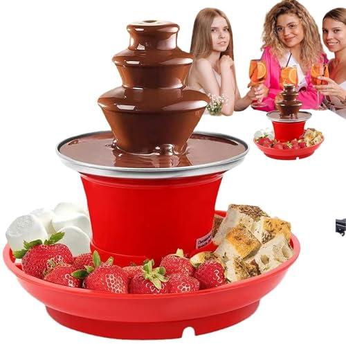 Mini Chocolate Fondue Fountain & Cheese Fountain w/ 45°C Auto Keep Warm | 300ml Party Dip Fondue for Strawberries, Fruit, Snacks | Small Automatic Melting Pot w/Food-Grade Stainless Steel