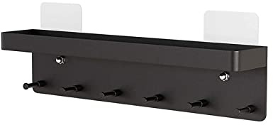 Nero per Rack Organizer Mensola Ganci in Acciaio Inox Montaggio A Parete Cucina Soggiorno con Mensola per Organizer Moderno per Le Chiavi
