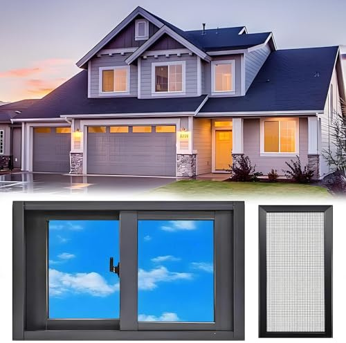 Bakufu Black Aluminum Basement Window 36W x 30H, Lockable Horizontal Sliding Shed Window 91x76cm, Flush Mount Chicken Coop Window, Storm Window for Mobile Home, Garage, Bathroom, Playhouse & Barns