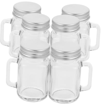Didiseaon 6pcs Mini Mason Glass Jars with Airtight Lids and Handles Sealing Containers for Jam Beverages Desserts Versatile Storage for Kitchen and Parties