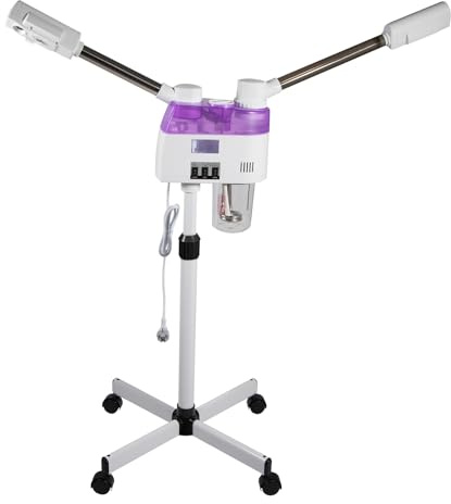 TONFEION Vapeur pour le visage à double tube, pour visage chaud et froid, vaporisateur d'ozone pour sauna facial avec buse à 360 °, pour bain de vapeur professionnel, pour la maison, les spas