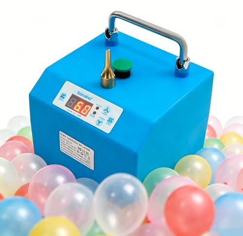 Elektrisch Luftballonpumpe mit 2 Pumpmodi (manuelle/halbautomatische), Tragbar Ballonpumpe Ballonaufblasgerät mit Fußschalter, Luftballon aufblasgerät mit Kupferaufblasdüse und LCD-Display