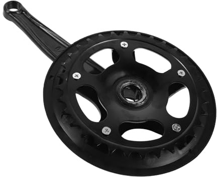 INOOMP Fahrradkurbelgarnitur Vierkant 32t Singlespeed Kettenblatt mit Kurbelarm Schwarz für E-Bike und Mountainbike Upgrades