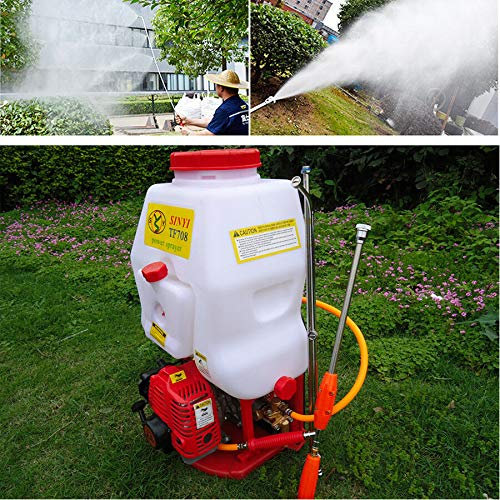 SHIOUCY Spruzzatore motore a benzina, spruzzatore a pressione, siringa da giardino, siringa per fertilizzante, spruzzatore per sale, soffiatore per foglie, 20 l, 25,4 cc, 2 tempi