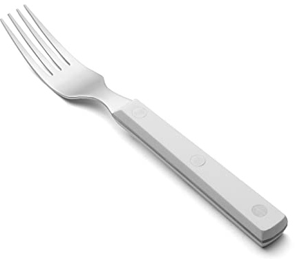 Arcos Cuchillos de Mesa de Acero Inoxidable 18/10 - Tenedor 195 mm - Mango Polioximetileno Blanco - Ideal para Uso Diario - Serie Originalidad en la Mesa