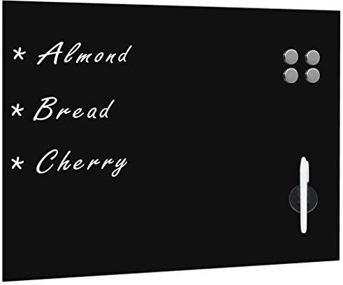 yorten Magnettafel Wandmontage Glas 80 x 60 cm (B x H) Trockenlöschtafel Magnetboards Memoboard Wandmontage Glas Magnettafel Magnetwand Schwarz Tafelstärke 4 mm