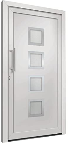vidaXL Porta di Ingresso con Accessori Sicurezza Eleganza Entrata Casa Edifici Soglia Alluminio Rinforzi e Anima in Acciaio Bianca 88x200 cm