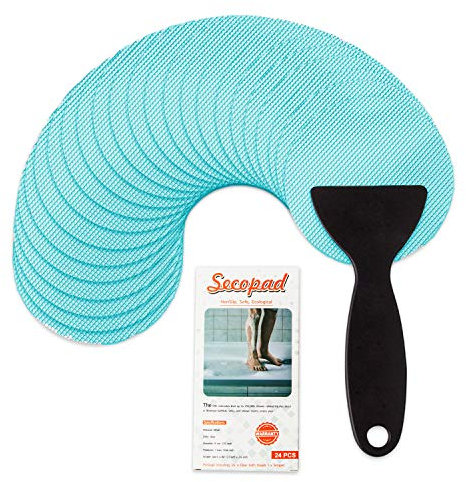 Secopad rutschfeste Badewannen-Aufkleber, Sicherheitsaufkleber, für Badezimmer, Badewannen, Duschen, Trittflächen, selbstklebend, Schaber (Blau)