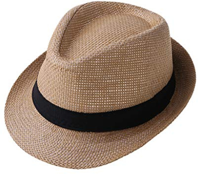 KERDEJAR Strohhut für Kinder, Sommer, Strand, Jazz, Panama, Trilby, Fedora, Gangster-Kappe, Outdoor, atmungsaktiv, für Mädchen und Jungen