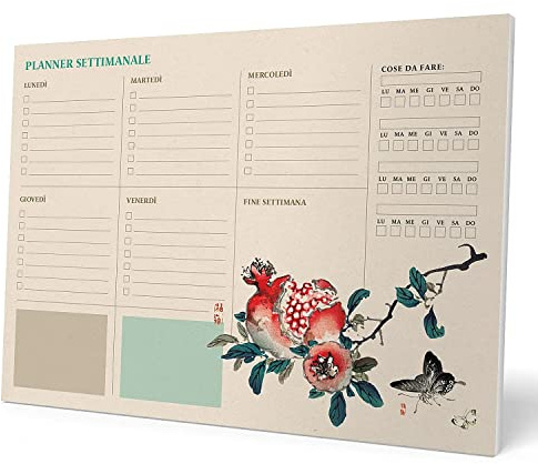 Planificador semanal A4 Japanese - Weekly planner : Planner Sin Fecha en Italiano - Organizador semanal escritorio [54 págs. con Alto Gramaje]