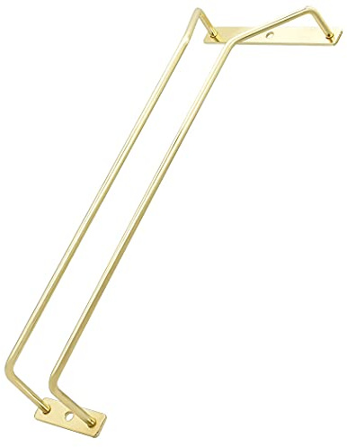 ZOOHOT Portabicchieri da vino da 30,5 cm – sotto l'armadio Stemware porta bicchieri da vino appendiabiti in metallo per bar cucina, finitura oro (1 fila, 1 confezione)