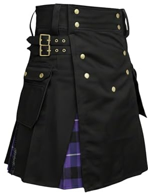 McWilliams Kilts för män, aktiv mäns deluxe svart sport verktygskvantt, skotsk herrkostym, Pride of Scotland Hybrid, 38