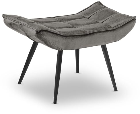 M MCombo Sitzhocker Fußstütze mit Metallbeinen, Eleganter Hocker Ottoman Schminktisch für Wohnzimmer Schlafzimmer, Quadratisch 40 * 69 cm, 4779-2 (Dunkelgrau-Mikrofaser)