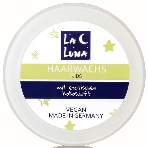 Haarwachs Kinder mit reinem Kokosöl|natürliches Finish| Kids Styling Creme|vegan|LA LUNA Made in Germany|Mädchen Jungen|nicht klebend|wasserlöslich|Hair Pflege Kleinkind Kinderhaar Stylen -100ml