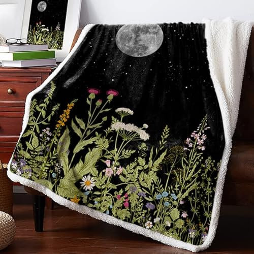 SAMCRY Decke mit Retro-Blumenmuster für Betten, Sofa, Fleece, Überwurf, Winterbettwäsche, Tagesdecke, Kaschmirdecke, HZF02895, 150 x 200 cm