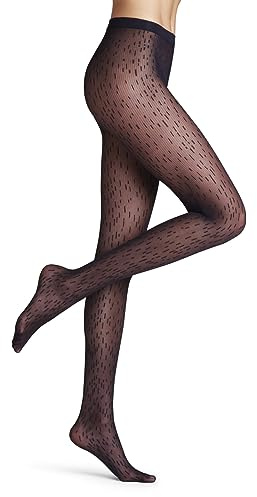 FALKE Origin Flaw 30 DEN strumpbyxor mönstrade fint mjukt hållbart material för kvinnor 1 styck, Blå (Marine 6179), M