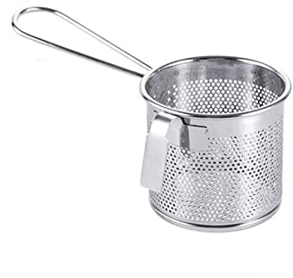 Chip Serving Bratkörbe Lebensmittelsiebe 304 Edelstahl Heißer Bratkorb Bratpfanne Lebensmittelsieb Ölleck Kakaosieb Mesh Nudelknödel Sieb Crisper Basket (Color : Round Colan