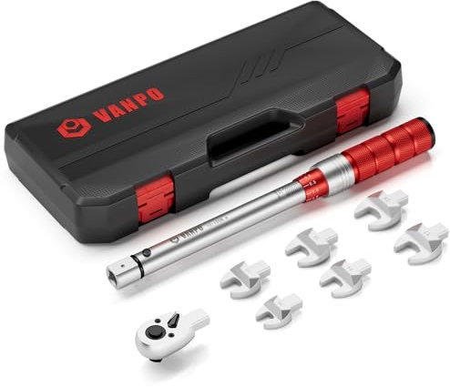 VANPO 9x12mm Chiavi Dinamometriche intercambiabile, Chiave Dinamometrica 10-100Nm, Testa a Cricchetto da 3/8, 10/13/14/15/17/19mm Testa ad Estremità Aperta, per Riparazione Dell'aria Condizionata