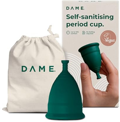 DAME Period Cup - Large | No Boiling Required | Leak-Free Period Products | Hygienic, Comfortable, Self-Sanitising, Reusable, Menstrual Cup for Women | Up to 12 Hours of Protection, Eco-Friendly