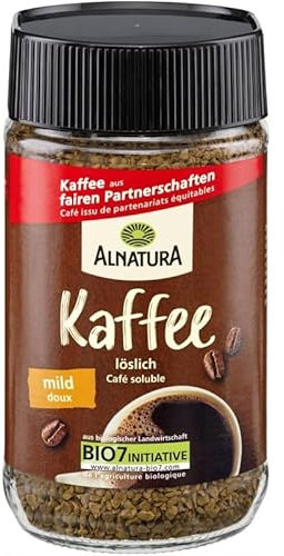 Alnatura Café Soluble Bio 100G - Café instantané bio et naturel, idéal pour préparer votre boisson favorite - Sachet de 100g - Lot De 3