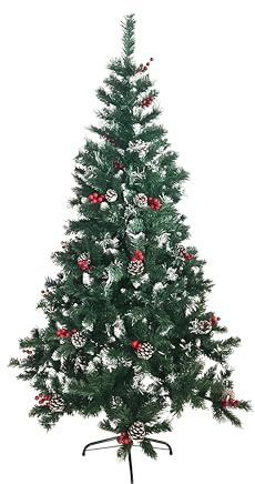 Künstlicher Tannenbaum Weihnachtsbaum mit Schnee-Effekt und Tannenzapfen (120 cm)