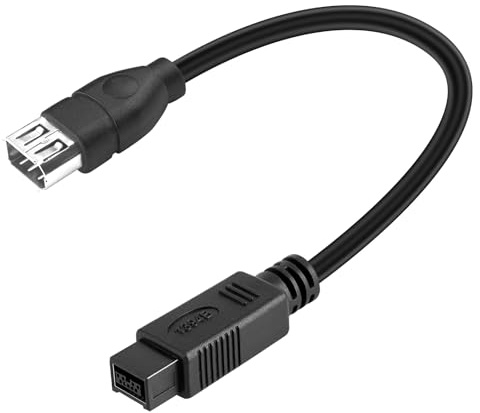 LBSC IEEE 1394 FireWire 800 to 400 9-pin to 6-Pin, Firewire Cable 1394a 6Pin Female to 1394b 9Pin Male Cable for DV Camera Digital Camcorder Drives (9 Pin to 6 Pin)