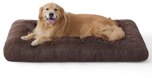 BEDSURE XXL Hundebett Waschbar, Flauschig Kissen, 119x74x8cm, Braun | XXL Warmes Braunes Plüschkissen für Großhunde, Abriebfeste Rutschunterlage, Einfach Waschbar