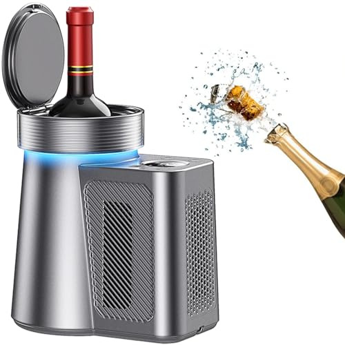 ExoticaBlend Weinkühler, elektrischer Weinkühler für 750 ml Wein- und Champagnerflaschen, Einzelflaschen-Weinkühler hält kalt, tragbarer Weinflaschenkühler für Zuhause und Auto