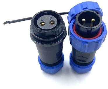 Conector Enchufe de aviación SP21 de 2 pines, IP68 Enchufe sin soldadura impermeable y a prueba de polvo para lámparas exteriores utiliza 500 V 30 A (engarzado de tornillo de cable 12 AWG)