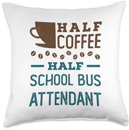 Half Coffee Half School Bus Attendant Throw Pillow