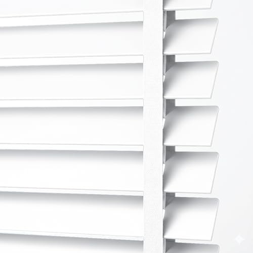 Home In Style 4U Faux Wood Window Venetian Blinds, White (W 105cm x L 150cm)